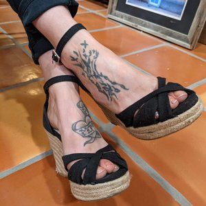 Black Strappy Wedges